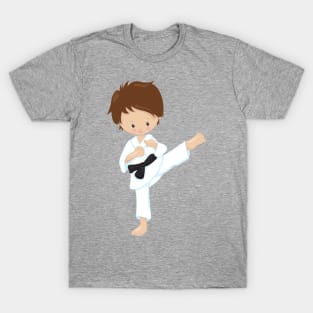 Karate Boy, Cute Boy, Black Belt, Brown Hair T-Shirt